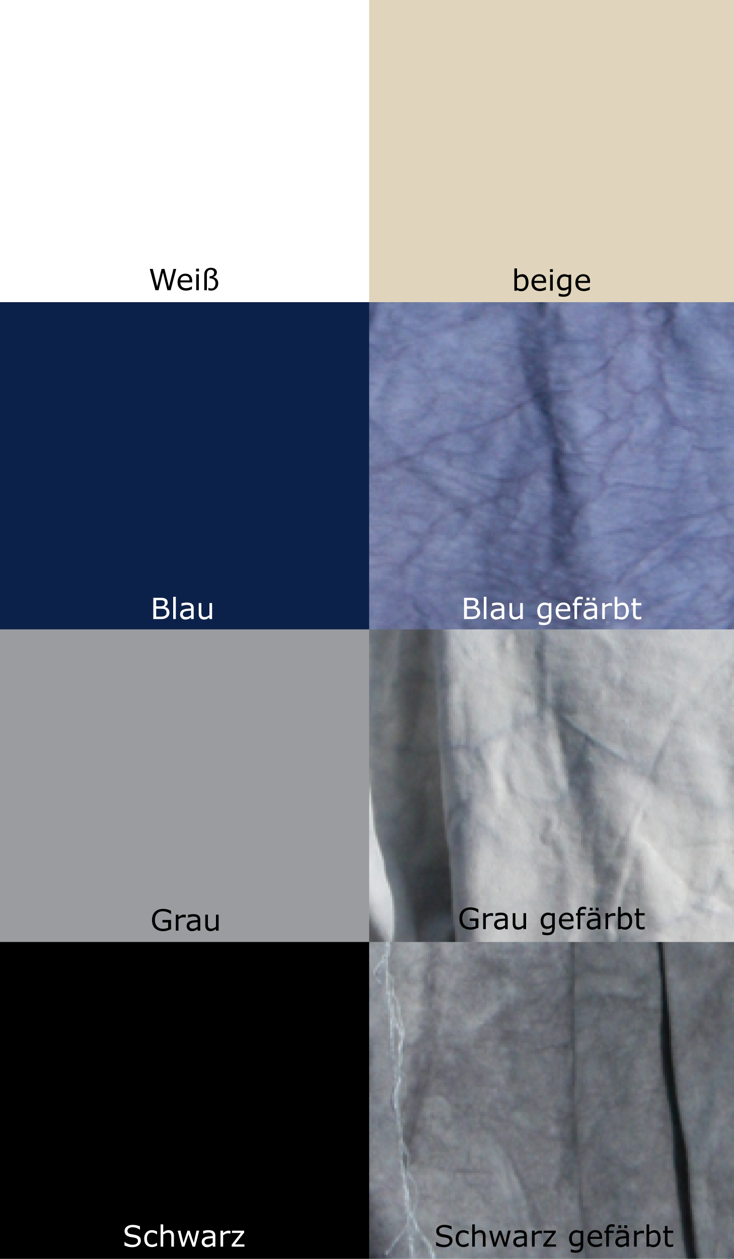 Bild der Farbwahl, schwarz weiß,grau, dunkel Blau, Blau usedlook, grau usedlook, schwarz usedlook